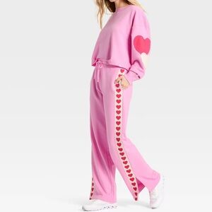 New Joylab French Terry Patchwork Crewneck Sweatshirt & Sweatpants Set M